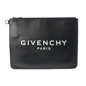 GIVENCHY Logo Black Calfskin Clutch Bag